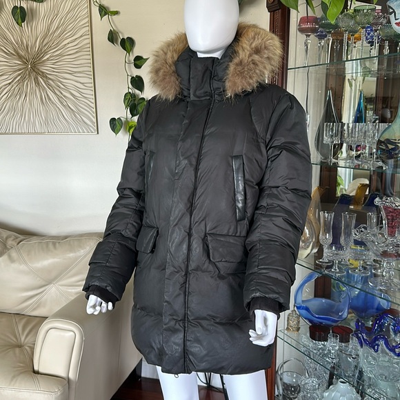 Mackage Winter Parka Black For Men Goose Down and Aseatic Raccoon Fur Size M - Picture 1 of 16